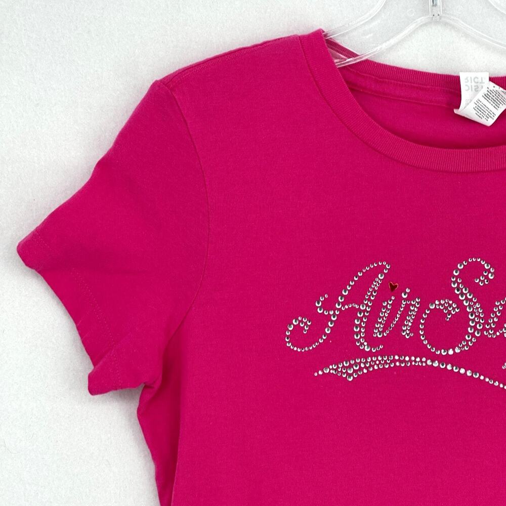 Air Supply Rhinestone T-Shirt Womens Pink Tee Short Sleeve Round Neck Cotton - Picture 3 of 11